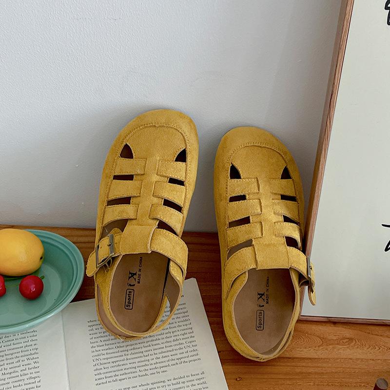 

Breathable and lightweight retro French non-slip bag head sandals women s 2025 new summer versatile high-end Roman shoes 40 жёлтый