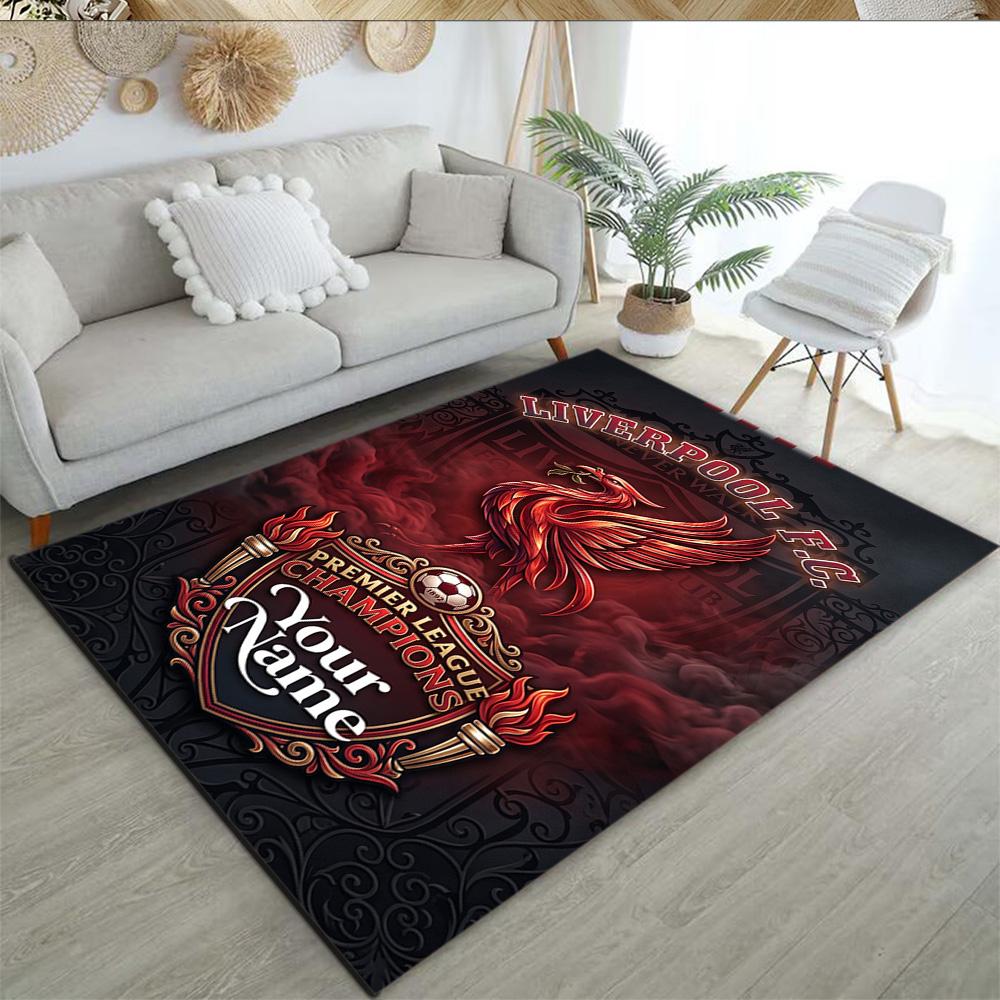 Liverpool Fc Personalized Text Area Rug Suitable For Game Room Kitchen Foyer Dormitory Antislip Rug Anime Office Decor Spiritual Gift