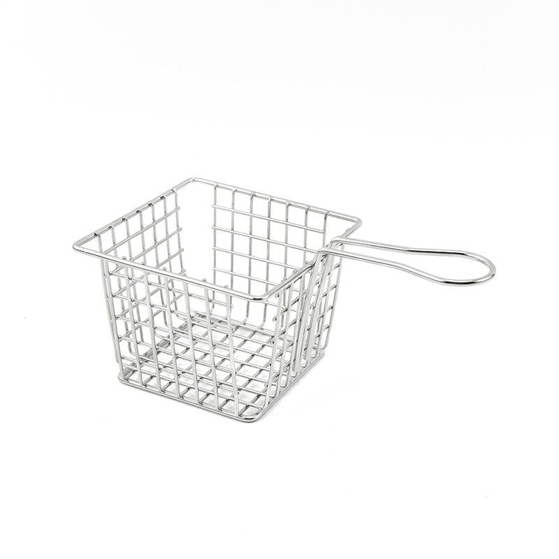 Stainless Steel French Fry Basket Snack Filter Fried Net Drain Grid Drain Western Food Basket Chicken Fry Basket Kitchen Tool