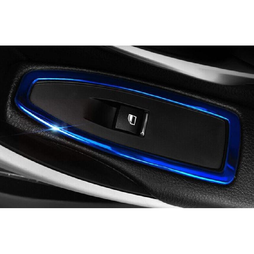 Window Door Lock Control Switch Trim For BMW 3 4 Series GT 2013- Blue Steel