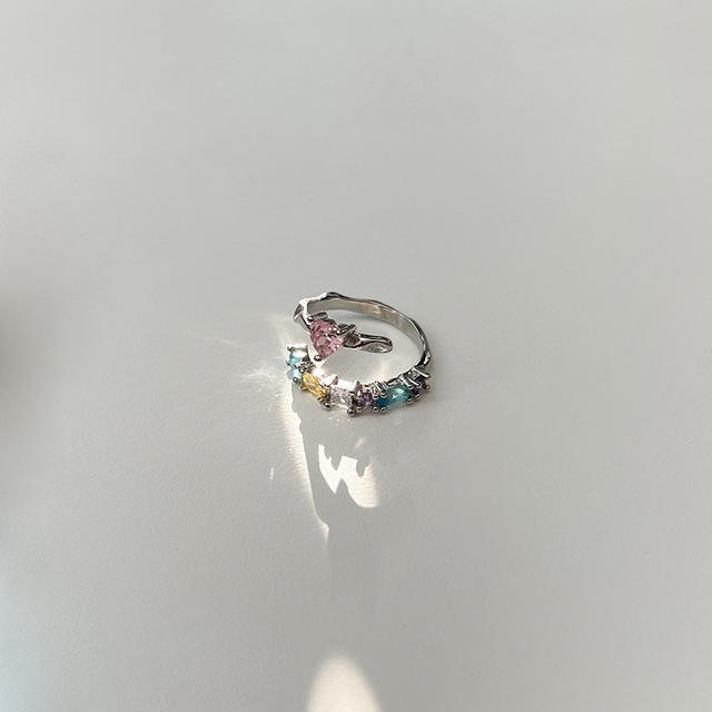 

ANENJERY Кольоровий циркон з геометричним нерегулярним отвором каблучка для жінок Модні прості ювелірні вироби, подарунки