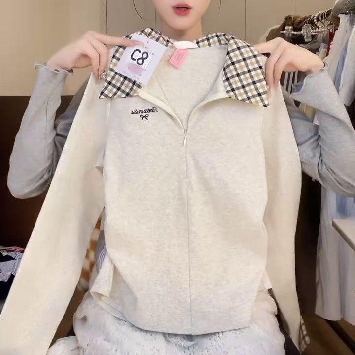 Women's Korean-Style Lapel Long Sleeve T-Shirt with Patchwork, New Spring/Autumn Release, Faux Two-Piece Design