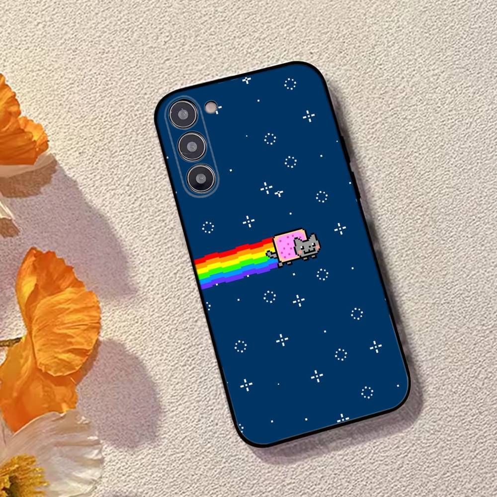 Cute N-Nyan Cat Phone Case Silicone Soft For Samsung Galaxy A73,A72,A71,A70,A53,A52,A51