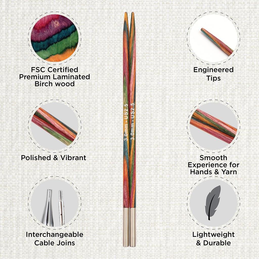 KnitPro Symphony Wood Interchangeable Circular New Deluxe Set with Rotating Cable Hand Knitting Needles, (20661) [KN] Knitting,