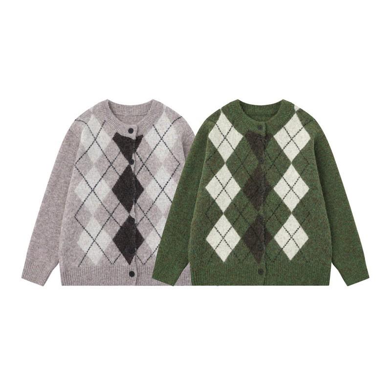 Unisex Oversized Chunky Knit Cardigan With Colorblock Warm Winter Sweater