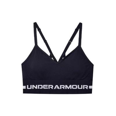 Nahtloser Langer Colorblock Letter Logo Print Sport-BH mit Geringer Stützkraft Damen Unterwäsche Schwarz 1357719-001