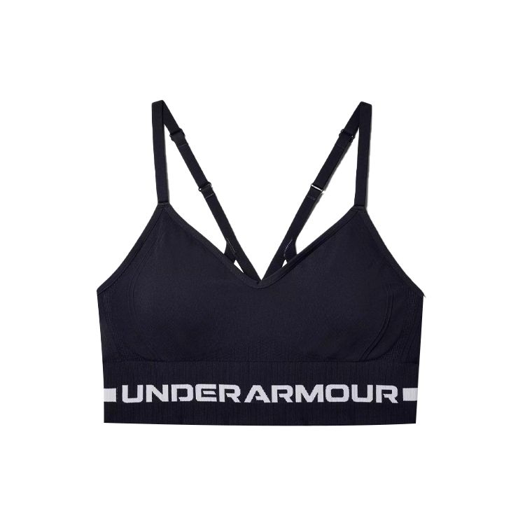 

Under Armour Seamless Long Color Block Letter Logo Print Low Intensity Sports Bra Women underwear Black 1357719-001 L