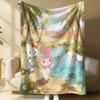 Sanrio Spring Forest Flannel Blanket Kawaii Hello Kitty Print Soft Warm Fluffy Throw Bed Sofa Cover Nap Office Shawl Summer