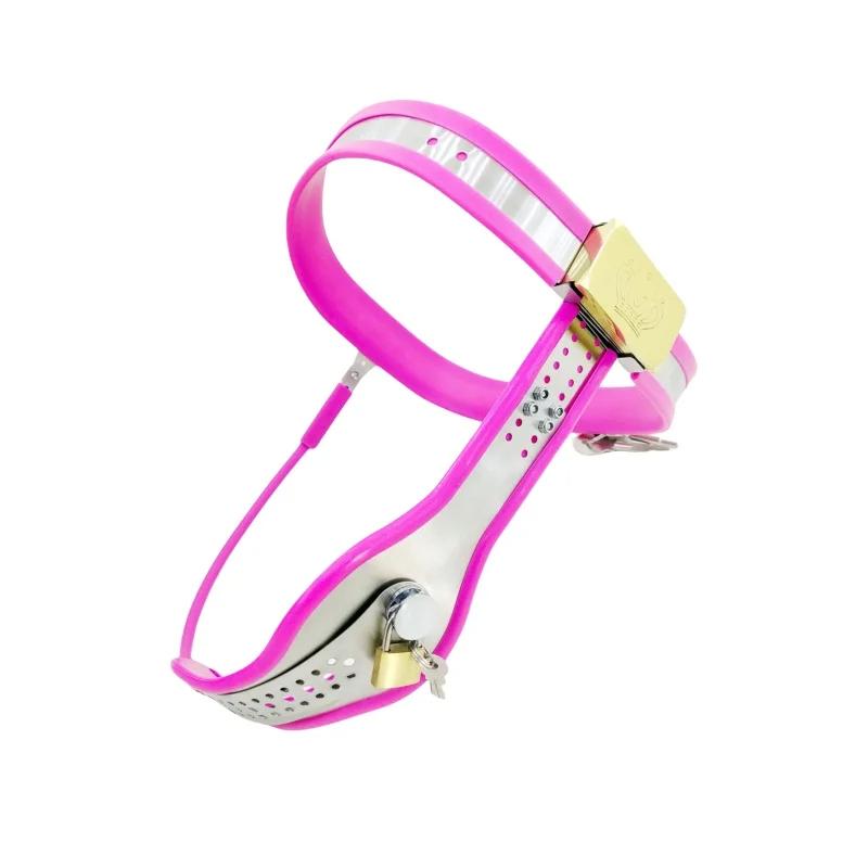 Neuankömmling Stahl Silikon Keuschheitsgürtel für Damen Sexy Hosen Sexspielzeug für Frauen BDSM Bondage Abschließbares Metall Erwachsene Sklavin Lesbenspielzeug