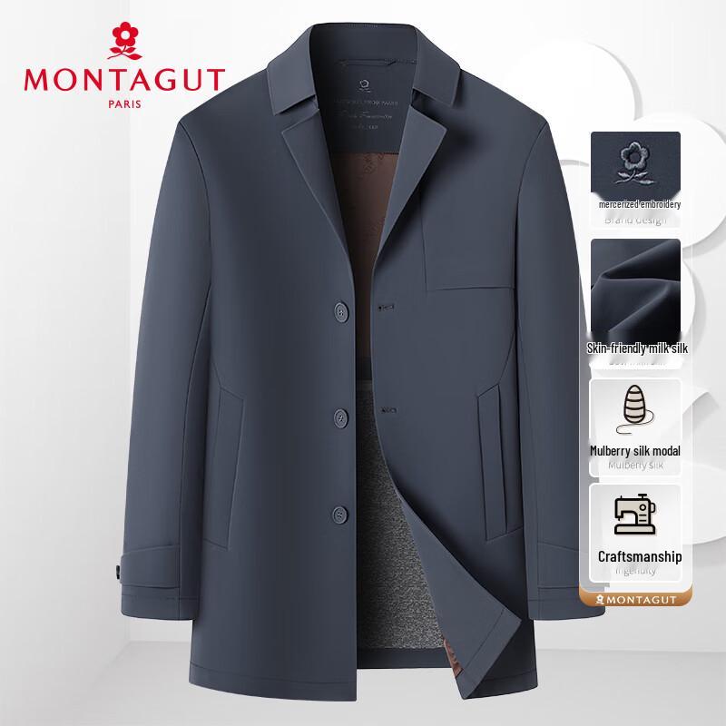 MONTAGUT Men's Mid-Length Spring Autumn Windbreaker Jacket