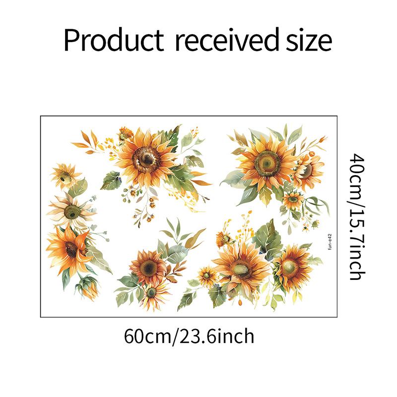 Small Fresh Yellow Sunflower Wall Sticker Bedroom Living Room Cabinet Mirror Decoration Sticker