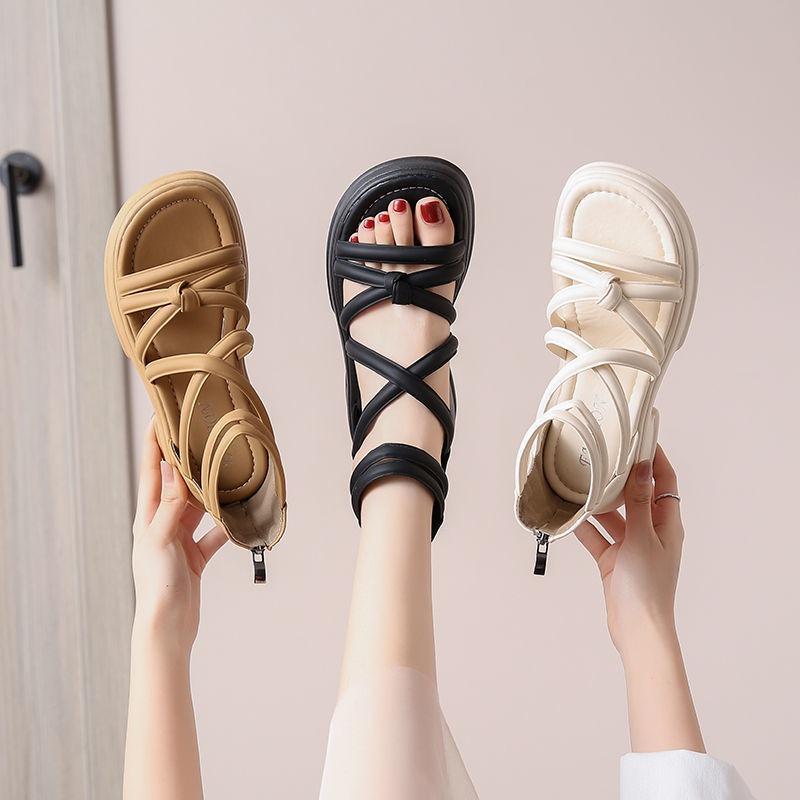 Fashion 2025Summer Original Women Sandals Cross Tie Straps Open Toe Hollow Breathable Women Casual Shoes Student Sexy Sandalias De Mujer