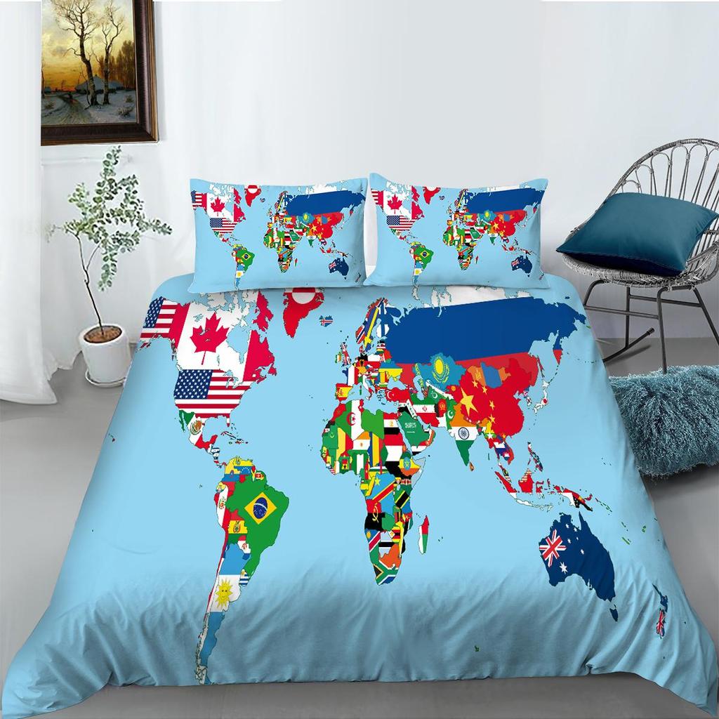 2023 New style Duvet Cover Map Home Bedspreads Cartoon King Size Bedding Teen Boy Girl Children 3D Printing Bedding Cover Set