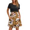 Women's Fashion Casual Loose Round Neck Short Sleeve Printed Pocket Dresses