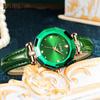 Stylish and Cute Crystal Watch for Women with a Leather and a Lovely Gift for Strap. Waterproof, Brand-name, Business-friendly, Her. Green.