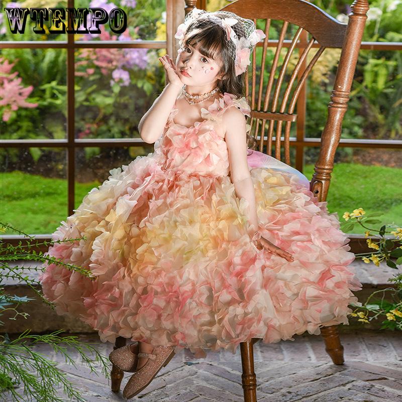 

Girl s Flower Room Elf Puff Dress Butterfly Petals Birthday Dress Princess Dress 100
