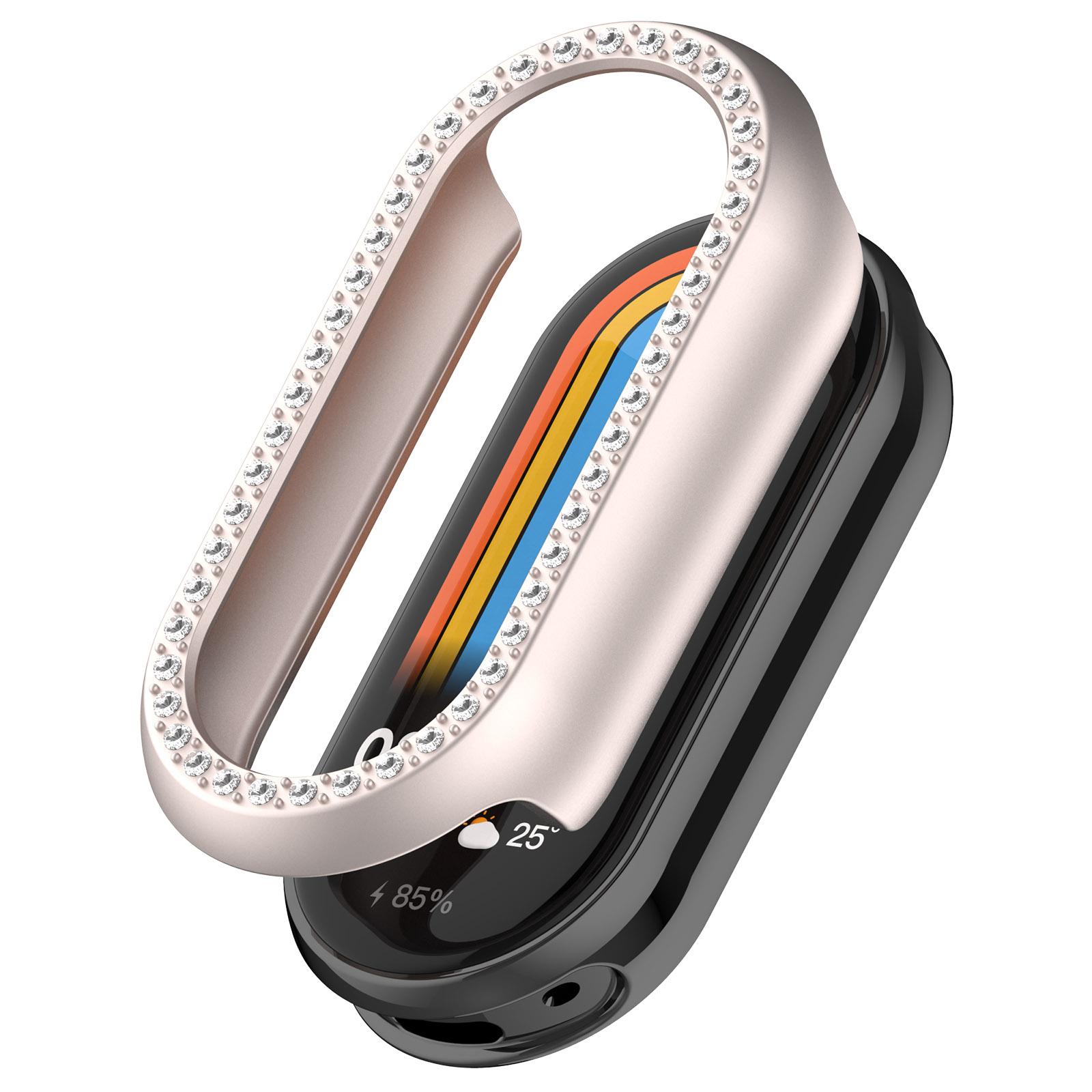 

For Xiaomi Smart Band 9/9 NFC Rhinestone Decor Hollow-Out Cover PC Watch Frame Case E