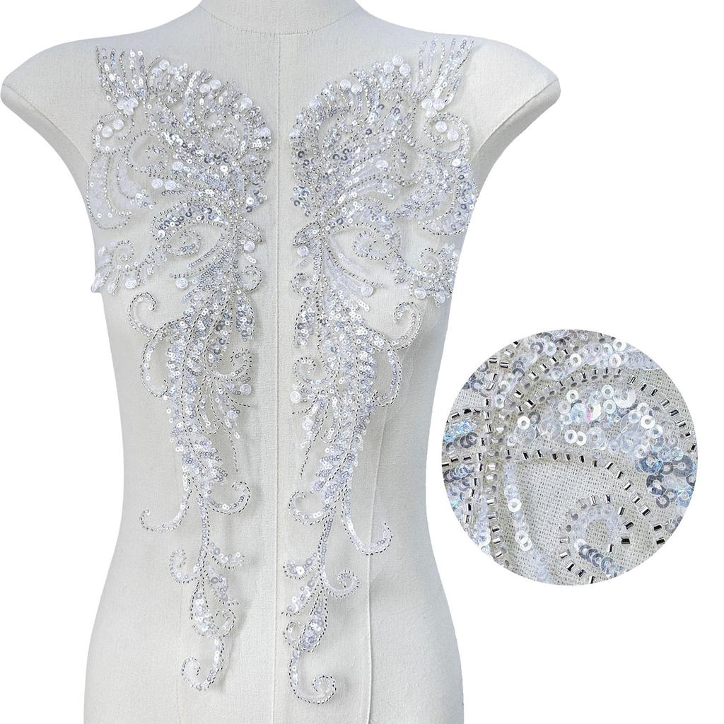2pack Durability Sequins Embroidery Patches Creative Pattern Stylish Appliques for Customizing Dresses and Tops