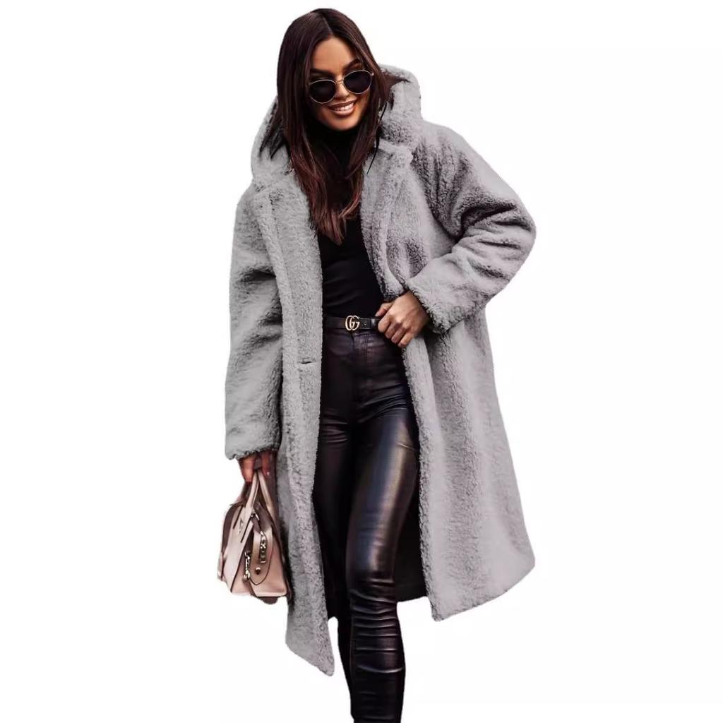 Long Plush Fleece Coat for Women, Soft Warm Winter Outerwear, Multiple Colors Available