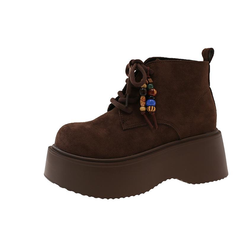 

Brown Maillard Martin Boots Women s Autumn New Versatile Single Boots Platform Retro Short Boots 40 коричневый