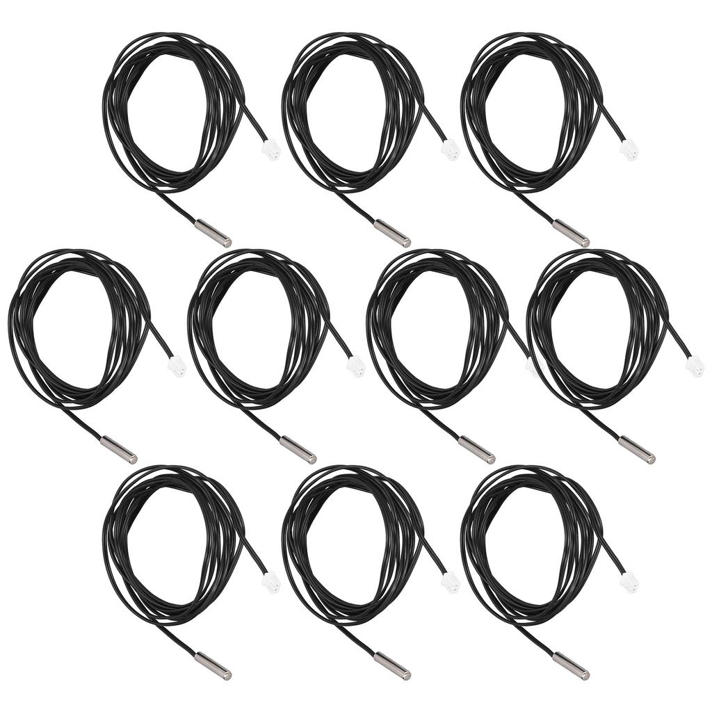 10Pcs Thermistor Sensor NTC Temp Probe 5x25mm Cylindrical Head 2 Meters Cable Length10K B3435