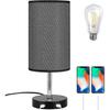 Table Lamp Bedside Lamp with E27 6W Bulb Touch Control 2 Fast Charging USB Ports Gift