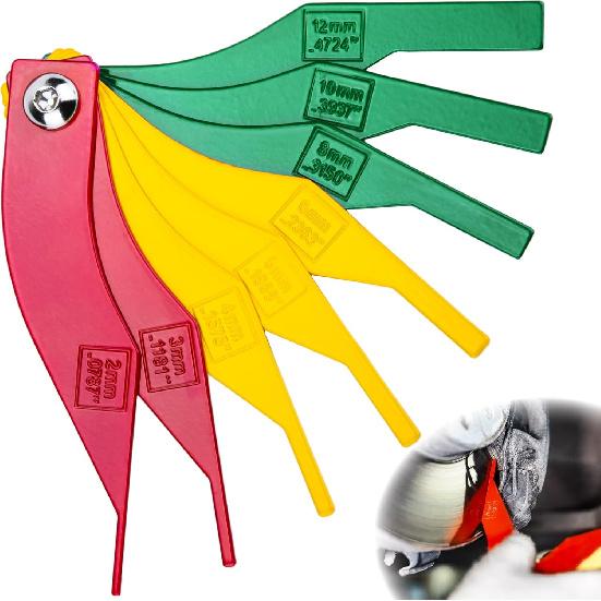8 PCS Brake Lining Thickness Gauges, Brake Pad Measuring Tool, Color Coded Brake Pad Gauge With Metric & SAE Size, Brake Resetting Gauge Tool, For
