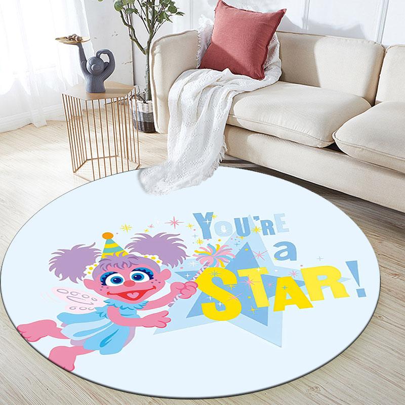 Sesame Street,Round Area Rug,Carpet Rug for Living Room Bedroom Sofa Playroom Decor,Non-slip Floor Mat