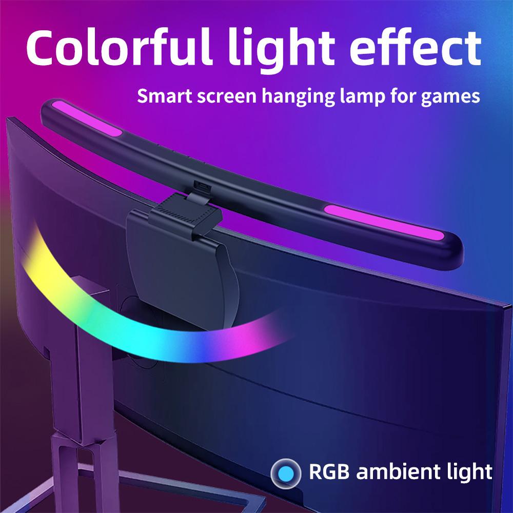 Monitor Light Bar Curved with RGB Backlight Computer Screen Lamp Eye Caring Touch Atmosphere Lights for Gaming Room Decoration