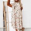 Flowers Print Casual Loose Short Sleeve All-match Women Dress
