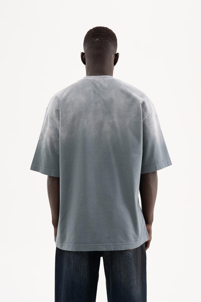 Machinist Men's Oversized T-shirt with a Gradient and Distressed Effect – Light Grey S