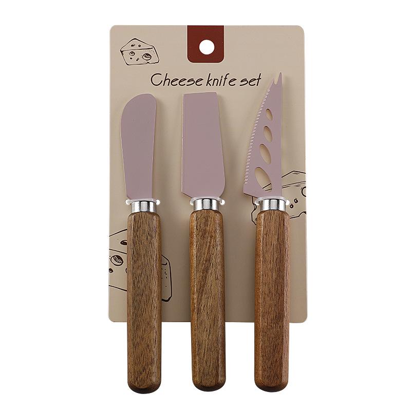 Käse- & Steakmesser-Set mit Griff aus Akazienholz und Antihaft-Edelstahlklinge