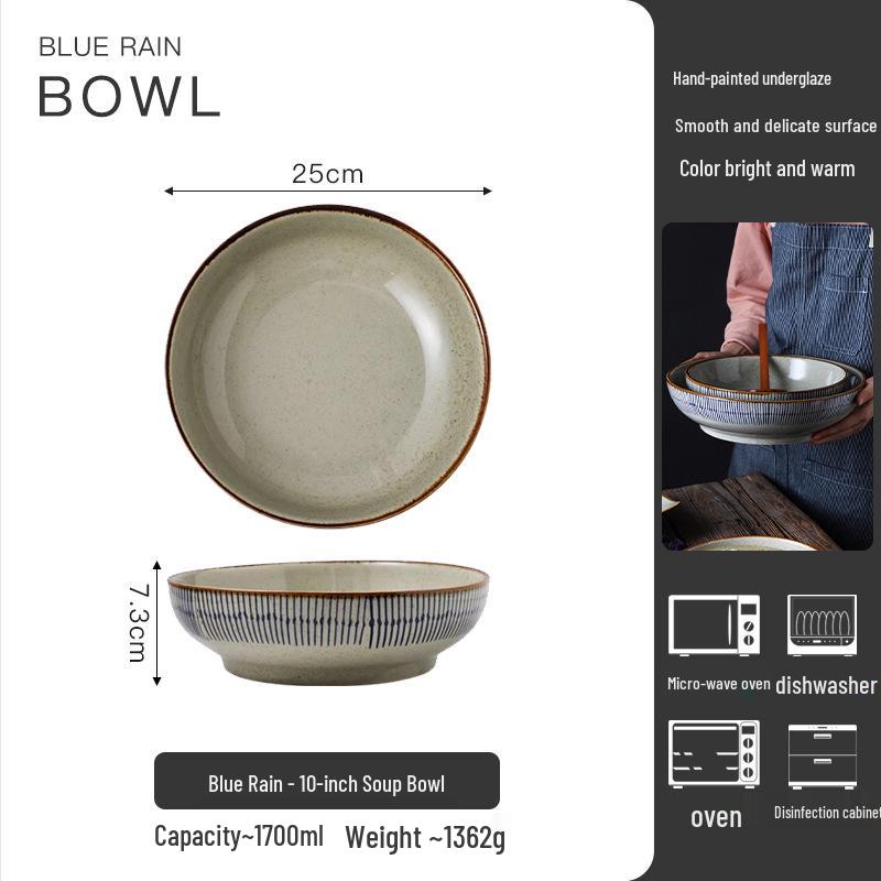 Large Japanese Ceramic Soup Bowl and Crayfish Plate