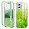 For iPhone 16 Plus Case Gradient Feather Pattern PC+TPU Phone Cover Built-In PET Screen Film