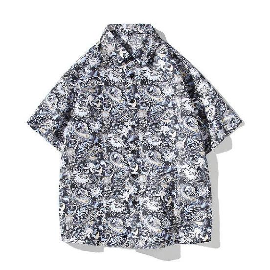 Men's Shirt, Trendy Brand, Fashionable Retro Short-sleeve Shirt for Men
