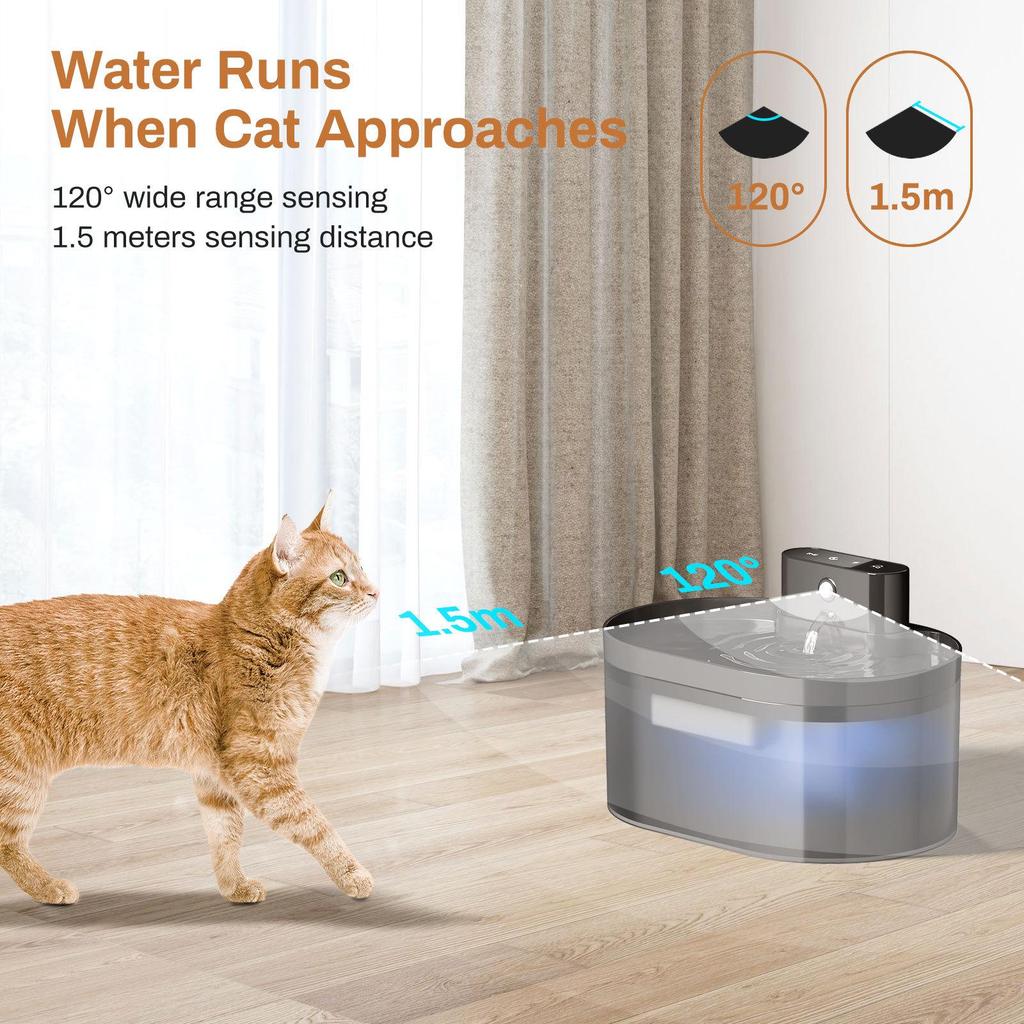 Infrared Smart Pet Water Dispenser for Cats & Dogs - Long Battery Life & Circulating Water