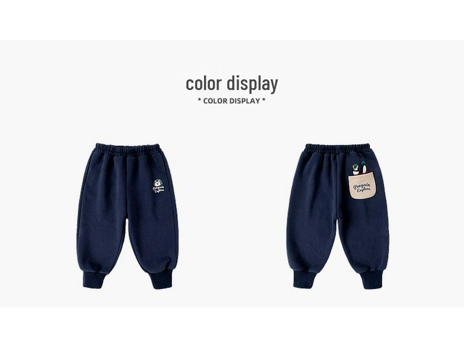 Cartoon-Taschen-Winterhose mit Samtfutter – Verdickte Freizeit- und Sportbekleidung für Jungen und Mädchen