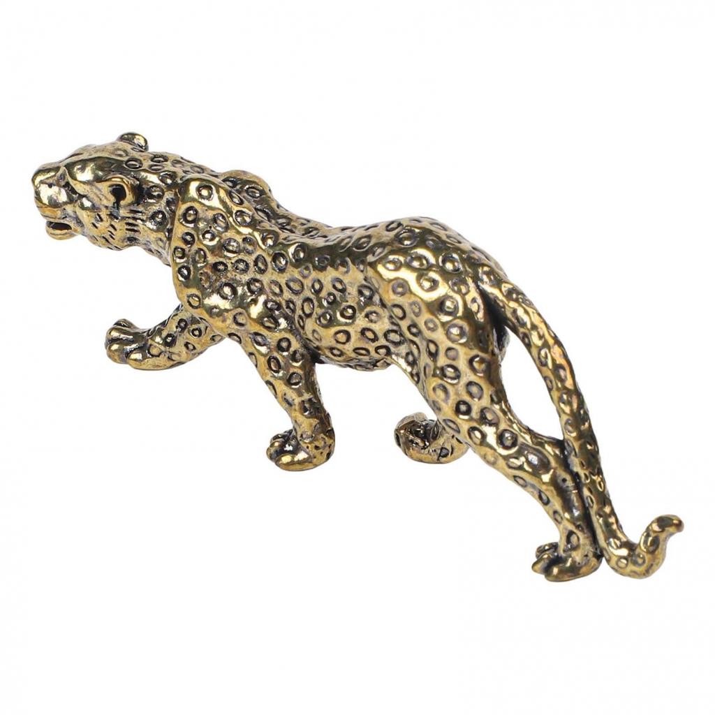 Good Luck Figurine Animal Decor Sculpture Brass Leopard Statue