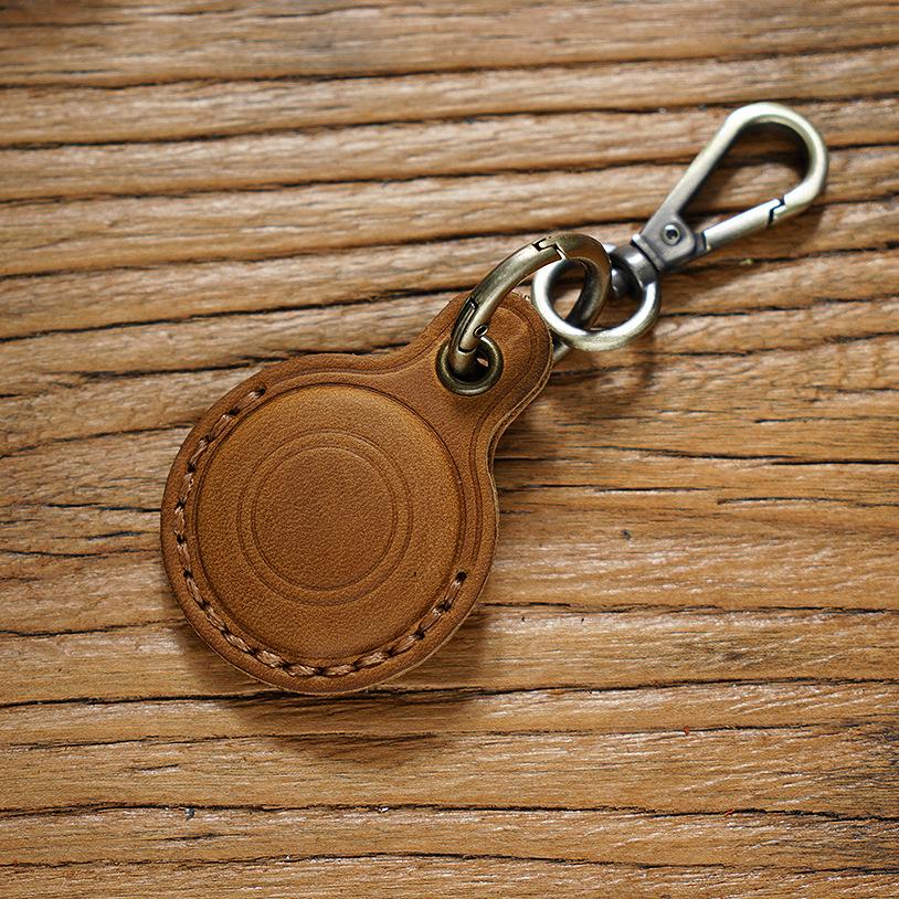 2025 New Apple Air Tag Protective Cover Cowhide Pet Anti-loss Keychain Location Tracker Leather Cover Leather Key Holder Pouch