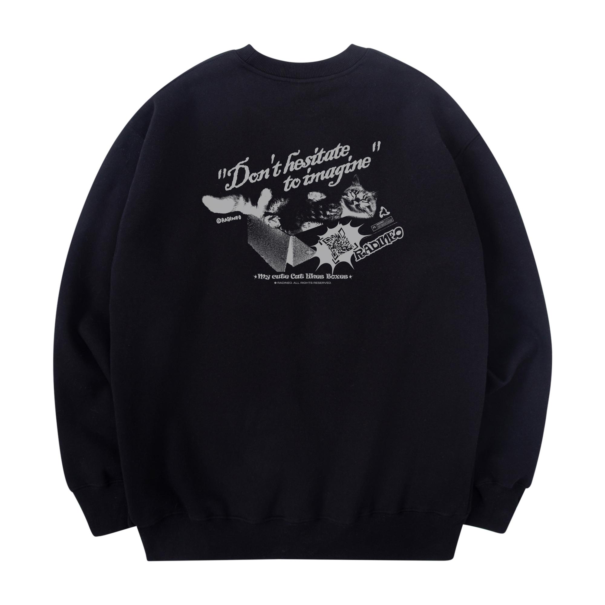 Свитшот Radineo с принтом кота, черный Black (Black)/Xl