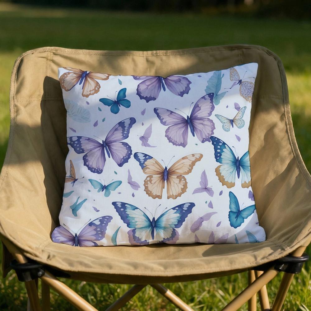 Watercolor Butterfly Pattern Cushion Cover Soft Reversible  Durable Pillow Cover  MultiScene Use for Home  Car Daily Comfort