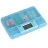 Portable 4 Compartment Smart Pill Box with 8 Group Alarm Reminder for Travel Home Medication Pills Organizer