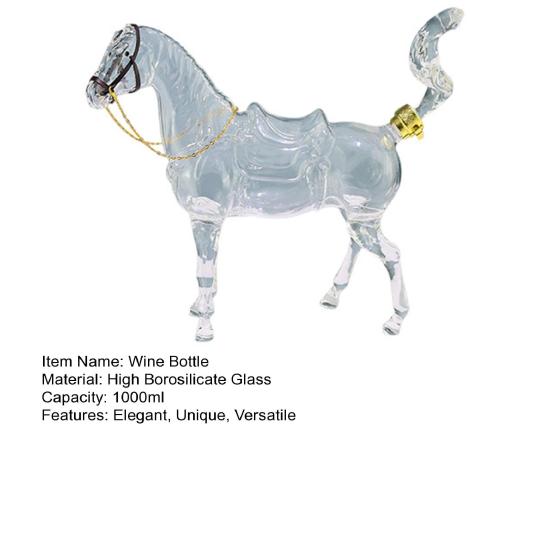 Horse Shaped Wine Decanter 1000ml Glass Zodiac Horse Wine Bottle with Silicone Stopper Wine Whiskey