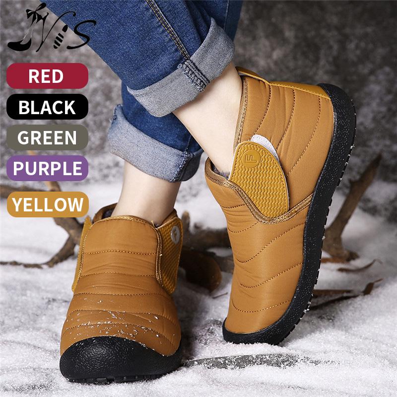 women comfy warm waterproof suede hook loop ankle boots