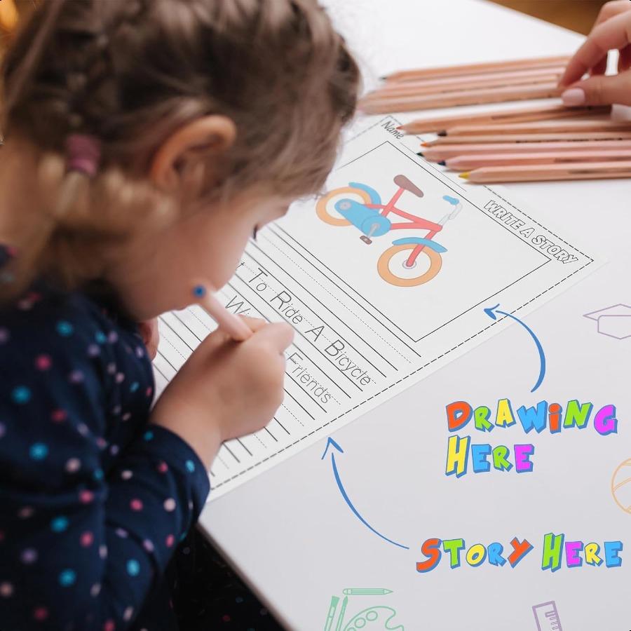 

100 листов Бумага для письма для детского сада Бумага для письма для рассказа Снова в школу Принадлежности Оптом Основной блокнот с местом для рисунка и United States