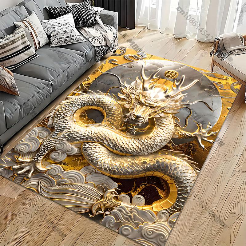 Golden dragon power symbolism energy carpet Yoga living room room decor children's crawling mat doormat area rug games mat
