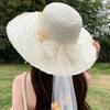 Summer Flowers Straw Hat Women's Lace Ribbon Breathable Straw Hat Seaside Holiday Beach Hat Big Brim Sun Protection Hat