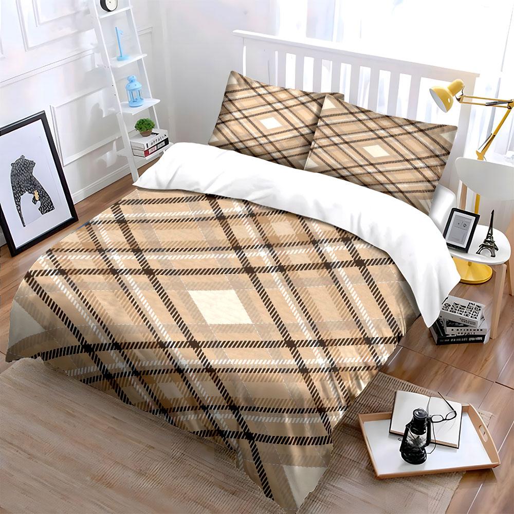 Crisscrossed brown diamond pattern. Bedding sets Duvet cover sets Duvet covers Pillowcases(1 * Duvet Cover 2 * Pillowcases, without duvet insert)