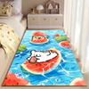 Cute Cartoon Animals On Watermelon Floating Carpet, Blue Background Suitable for Use As an Anti-slip for Living Room Bedroom Sofas