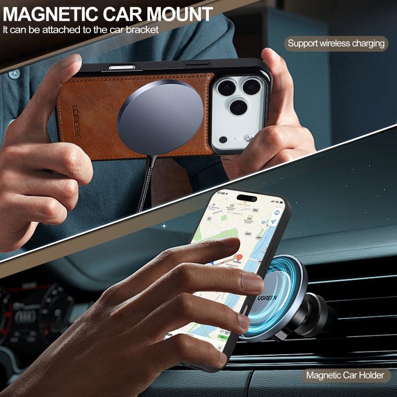 PU Leather MagSafe Magnetic Wireless Charging Phone Case For iPhone 17 Air 16E 15 14 13 Mini 12mini 11 XS XR 8 7 SE Back Cover